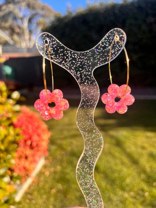 Large Hoop Flower Earrings